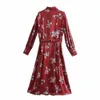 Весна мода женщин цветок печатания ютные миди рубашка платье женский с длинным рукавом одежда повседневная дама свободный vestido d7231 210430