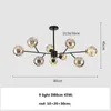 Nordic Unique Gypsophile LED Chandelier Lampe Gold Black Metal Pendante Pendante Éclairage Globe en verre transparent Globe intérieur