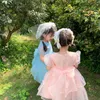 Meninas bonito vestido inchado Princesa de verão crianças para meninas roupa de bebê menina 210515