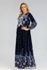 الخريف والشتاء الجديدة الذهبي المخملية المطبوعة تنورة طويلة الأكمام العربية فضفاضة فستان كبير 6245