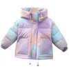 Baby Tie Dye Down Jacket Boy Garota Menina Branca Dato Down Jaqueta Com capuz Windbreaker Inverno Criança de jaqueta quente espessa Roupas de bebê 2-10y J220718