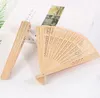 Party Gift 200 stks Custom Printing Chinese Sandaal Houten Wedding Fan Gepersonaliseerde Hand Opvouwbare Houten Fans in Organza Bag Wedding-Decorations SN2710