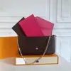 Damen-Umhängetasche, 3 Stück/Set, Lieblings-Multi-Pochette, Blumen, Damen-Lederaccessoires, Damen-Umhängetasche, Geldbörsen-Abdeckung, Ketten, Messenger-Taschen, Handtaschen mit Box