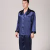 Moderne Vlek Zijde Pijama Hombre Effen Losse Nachtkleding Mannen Sexy Volledige Nachtkleding Slaap Broek Lounge Pyjama Sets Casual Nacht Suit283p