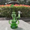2021 Hookah Bong Glass Dab Rig Multi Color Green Recyler Water Bongs Smoke Pipes 9 Inch Height 14.4mm Female Joint with Quartz Banger