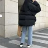 Oversized Puffer Jacket Kvinna Hooded Loose Korean Bubble Coat Vinter Varm Tjock Kort Parkas Mujer Women Snow Wear Outwear 211018