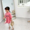 Корейский стиль летние свободные печать длинные тройники для девочек дети повседневные Фуркальные футболки 210508