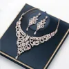 Fashion Rhinestone Crystal Faux Pearl Necklace+Earring Wedding Jewelry Sets For Bride Bridal