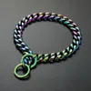 Dog Collars & Leashes 15/19mm Width Titanium Steel Stainless P Chain For Large Dogs Durable Colorful Electroplating Pet Pitbull Doberman