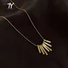 Hangende kettingen unieke geometrische strip titanium stalen gouden ketting voor vrouw Koreaans 2021 meisjes sexy sieraden studentenfeest's sleutelbeen cha