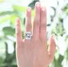 Vecalon Luxury Promise Ring 100% Real 925 Sterling Silver Square Diamond CZ Statement Bröllop Band Ringar för Kvinnor Bridal Smycken