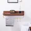 Towel Racks Black Walnut Rack Bathroom Cosmetic Shelf Storage Accessories Brass Hanging Single Rod