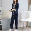 Automne Hiver Chaud Pyjamas Ensemble Femmes Sommeil Profond Or Velours Sexy Homewear Vêtements De Nuit Pyjama s Long Pantalon Robe Chemise De Nuit 211215