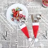 2021 NUOVA vendita Babbo Natale Mini cappello Cena al coperto Cucchiaio Forchette Decorazioni Ornamenti Natale Forniture artigianali Bomboniere Navidad