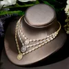 Boucles d'oreilles collier HIBRIDE 3 couches colliers ensemble de mariage pour femmes accessoires goutte d'eau cubique zircone ensembles de bijoux de mariée N-1790