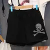 Skulls drilling shorts women summer black Elastic waist pants street Casual Female loose Fashion motion 210621