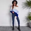 Women's Sweaters 2021 Internet Celebrity High-Profile Contrast Color Large Striped Off-Neck Knitted Sweater Matching Clothing