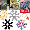 18 en 1 en acier inoxydable multi-outils flocon de neige tournevis clé décapsuleur porte-clés carte multi-outils en plein air survivre Camping Too8125316