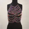 Sexy metal pecho cadena gema cultivo top mujeres befree verano playa halter espumoso club nocturno fiesta recortada bralette lentejuelas tanque tops x0726