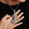 Iced Out Pendant Luxury Designer Jewelry Hip Hop Diamond Monkey Pendants med 24 -tums rostfritt stål repkedja för män kvinnor fash307o