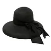 Summer Hat British Vintage Womens Sun Bowknot Straw Wide Brim Protection Beach Sombrero Hats Elob22