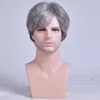 Synthetic Wigs MSIWIGS Short Silver Grey Wig Mens Hair Old People Straight For The Aged White Color7985796