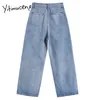 Yitimuceng mujeres jeans rectos sueltos pantalones de longitud completa primavera de talle alto denim cómodo ropa casual moda 210601