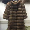 Manteau de fourrure naturelle véritable hiver femmes long style véritable veste femme Quali-1ty 100% pardessus-jaon 210925