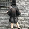 Harajuku Embroidery Denim Jacket 2022ヴィンテージブラックレオパードストリートウェーブパンクジャン服のコート