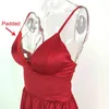 Sexy tiefes V-Ausschnitt rückenfreies Maxikleid 2 hohe Schlitze Kleid roter Satin bodenlang offener Rücken Nachtclub Partykleid 201025