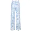 Kvinnor byxor Capris Iamsure Zebra Print Byxor Kvinnor Streetwear Cool Mid-Waisted Höst Vår bredben Koreansk Casual Y2K Estetic Fas