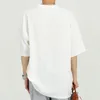 IDEEFB Męska Odzież Lato Koreańska Moda Solid Color Loose Round Neck Krótki Rękaw Koszulka Koszulka męska Topy z łańcuchem 210524