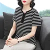 Mode Summer Tops Black Stripe Oversize T-shirt Femmes Vêtements Coton T-shirt à manches courtes Tee Femme Plus Taille 210604