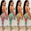 Women Two Piece Pants Designer Tracksuit Sexy Sleeveless Crop Tops Lace Stitching Milk Silk Printed Leggings Sweatsuit S-XXL