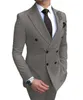 Trajes de hombre 2 piezas Slim Fit Casual de negocios padrinos de boda gris verde marfil solapa esmoquin para traje de boda Blazer pantalones ropa X0909