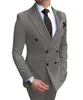 Mäns kostymer 2 stycken smal passform casual business groomsmen grå grön elfenben lapel smokedos för bröllop kostym blazer byxor kläder x0909