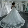 Белое кружевное бальное платье с длинным рукавом свадебные платья Нигерия Bling Train Custom Made Plus Размер свадебных платьев