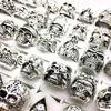 30pcs skull rings men punk rock silver metal women bikers skeleton rings vintage jewelry gifts patry wholesale lots bulk brand new