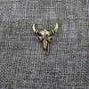 whole 20 pcs/ lot metal vintage buffalo bull head skull badge brooch collar pin