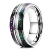 結婚指輪ファッション8ミリメートルの男性銀河のタングステンの炭化タングステンリングが付いているオパール隕石インレイメンズバンドサイズ6-14