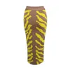 女性の夏の包帯スカートセクシーなスリムボディコン鉛筆縞模様女性膝丈パーティークラブスカート210515