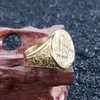 Ring Männer Freimaurer Siegelringe Gold Große Breite Herren Für Mann Edelstahl Goldene Männliche Zubehör Stolz Rock Punk Schmuck Cluster289e