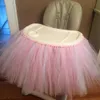 Baby birthday Table Skirt Mesh children dining table party decoration chair skirt tablecloth