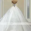 Luxus U-Ausschnitt Ballkleid Brautkleider 2022 Schulterfrei Spitze Applikationen Perlen Vestido de Novia Brautkleider Mariage