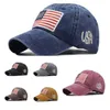 Chapeaux de fête Lavage vieille lettre casquette de baseball classique drapeau américain chapeau sport brodé casquette USA T2I52363-1