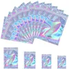 100pcs działki zamienne plastikowe torby opakowania detaliczne holograficzne aluminium folia woreczka pachna pachna do przechowywania żywności