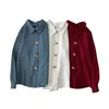 Autumn Korean Style Cotton Long-Sleeve Shirt Women Office Lady Solid Button Cardigan Blouse Tops Blusas 10796 210508
