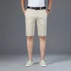 6 färg casual shorts män sommar rakt elastisk affär mode tunn kort byxor manlig märke khaki beige svart marin 210716