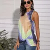 Summer Tie-dye O-neck Sleeveless Tshirt Women Plus Size Fashions Off Shoulder Tops Streetwear Tee Shirt Femme 210608