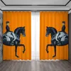 Экологически чистый затенение роскошный популярный оранжевый конь современный стиль печатный занавес для гостиной спальни ресторан украшения